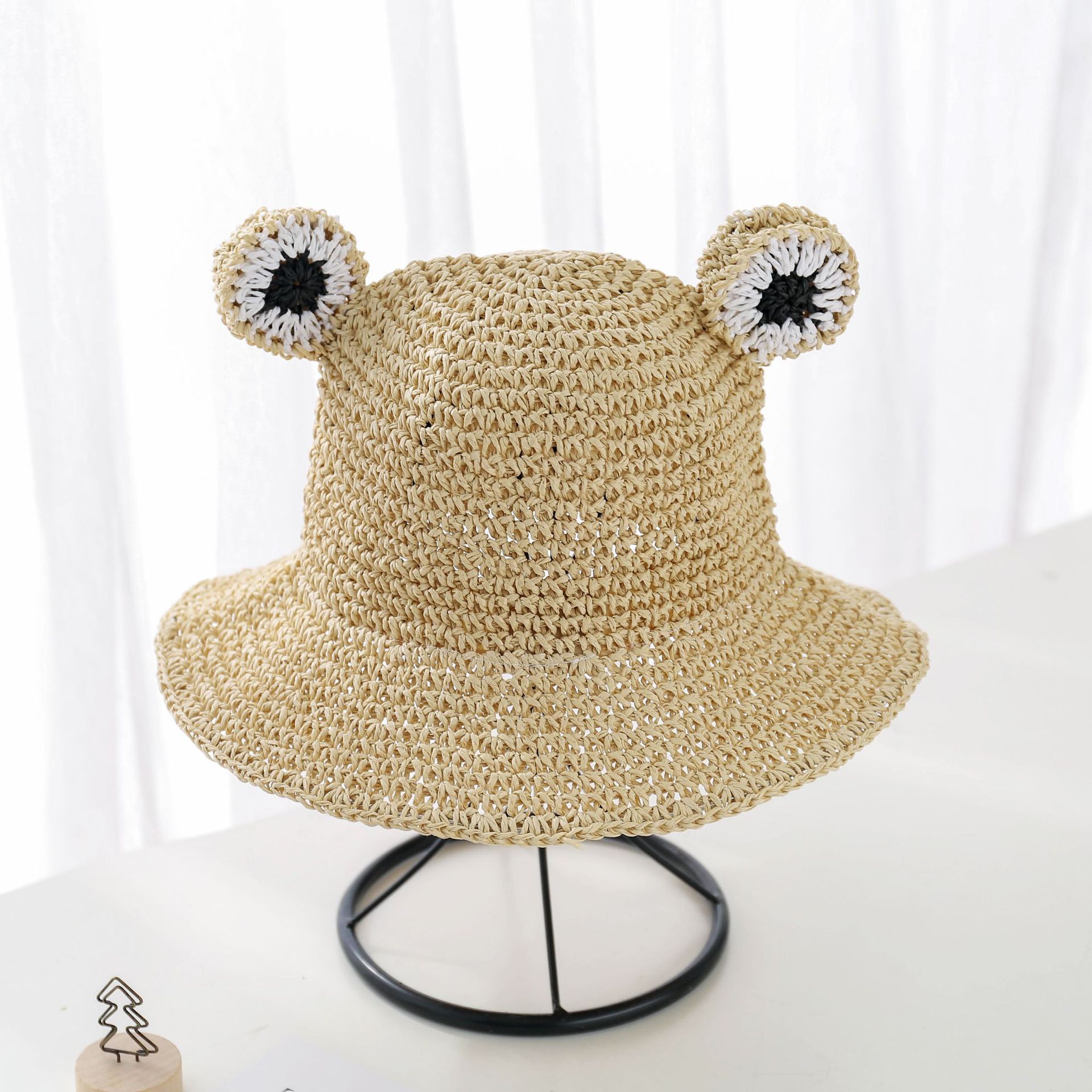 Summer Models Hand-knitted Frog Straw Hats Boys And Girls Students Sun Hats Children Sun Hats display picture 8