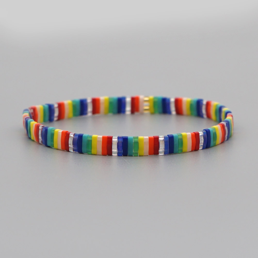 Einfacher Tila Schmuck Yukouzhu Regenbogen Kleines Armband Weibliche Hand Gefertigte Spieße Flache Perlen Schmuck Studentinnen Kleinen Schmuck display picture 4