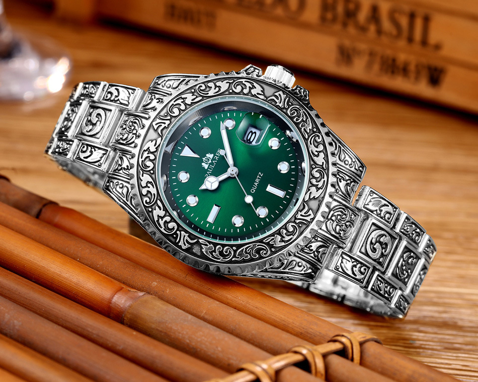 Montre homme à quartz sculptée avec calendrier fantôme d'eau lumineuse MONTRE À QUARTZ_voghion.com