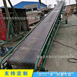 快递物流分拣橡胶传送带图片 平行加护边水泥土方皮带输送机