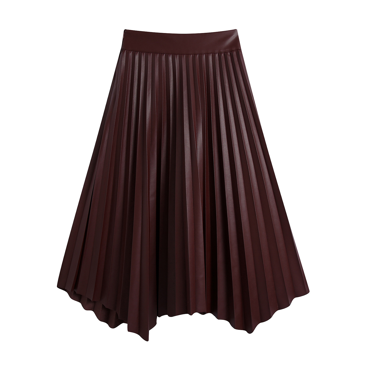 autumn faux leather pleated skirt NSAM5728