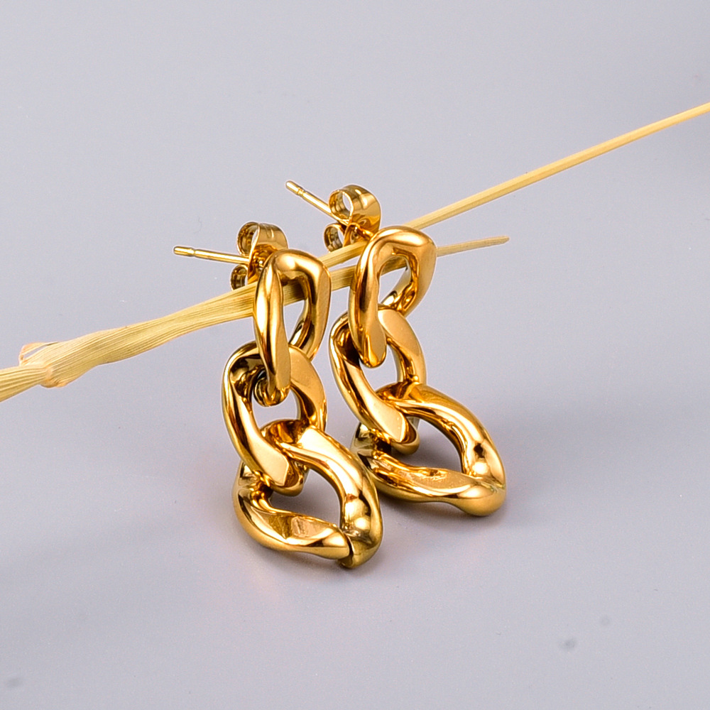 Wholesale Jewelry Retro Chain Titanium Gold Plated Earrings Nihaojewelry display picture 5