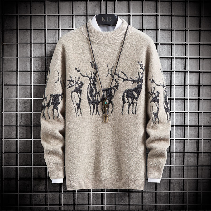 2020抖音爆款秋冬厚款《鑽石黃金貂》潮男超柔半高領毛衣ok661