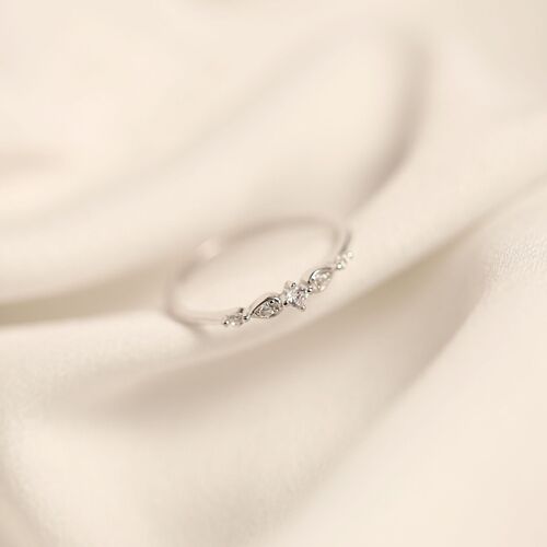 S925 sterling silver plated 14K gold platinum women's ring ring tail ring zirconium diamond fine simple Japanese retro foreign trade