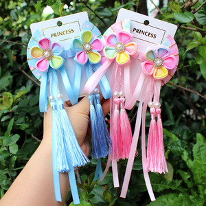 chinese hanfu hair accessory for girls Ancient hair ornaments children fringe hairpin Chinese hanfu headdress national fan ribbon hairpin stage accessories