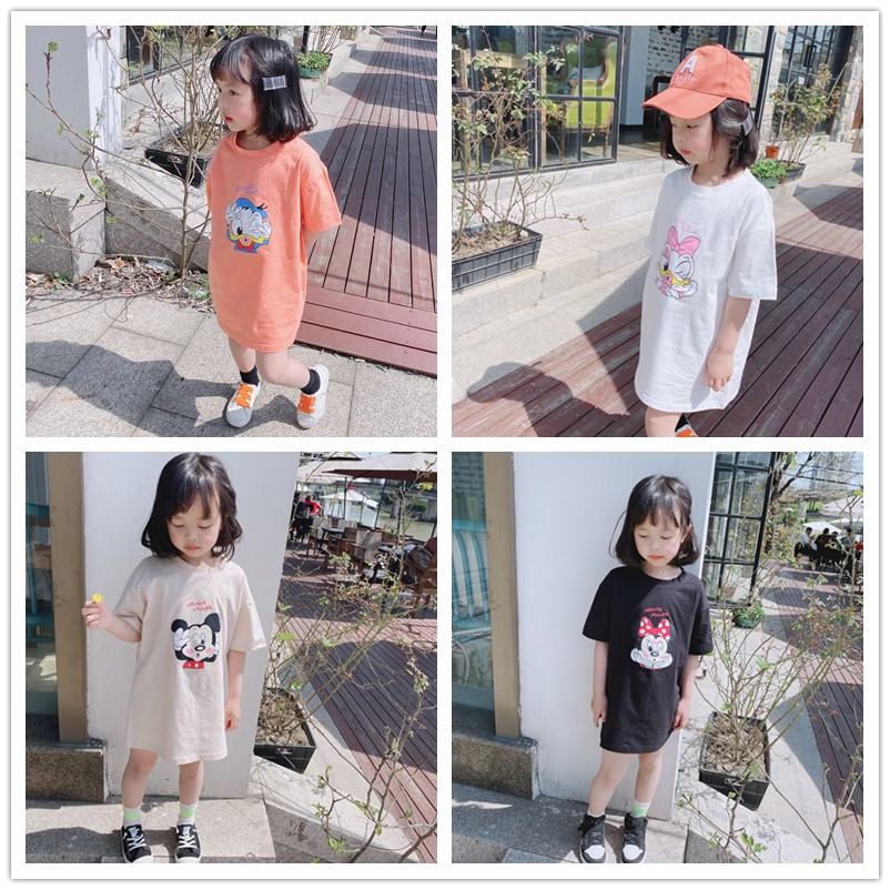 2020 Children's clothing Spring and summer Children T-shirts T-shirt Korean Edition leisure time Cartoon T-shirt dress children skirt new pattern