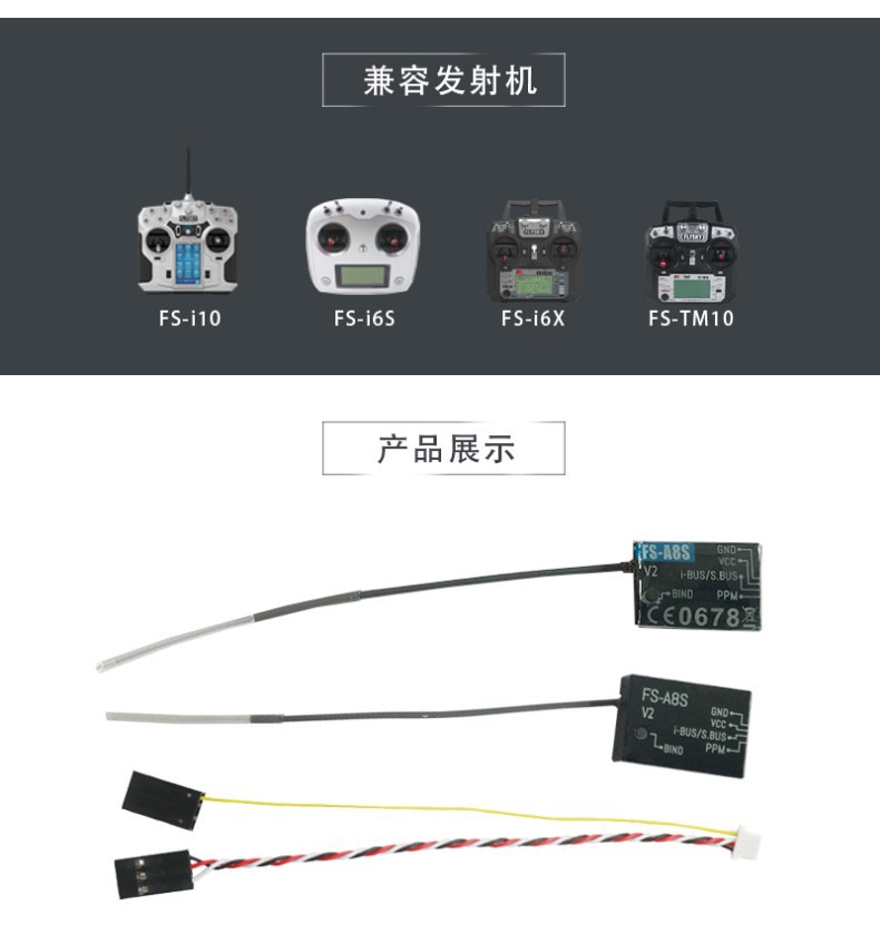RC Modely Pro Každého. FS-A8S 2.4Ghz 8CH Mini Receiver With PPM I-BUS - Foto 13
