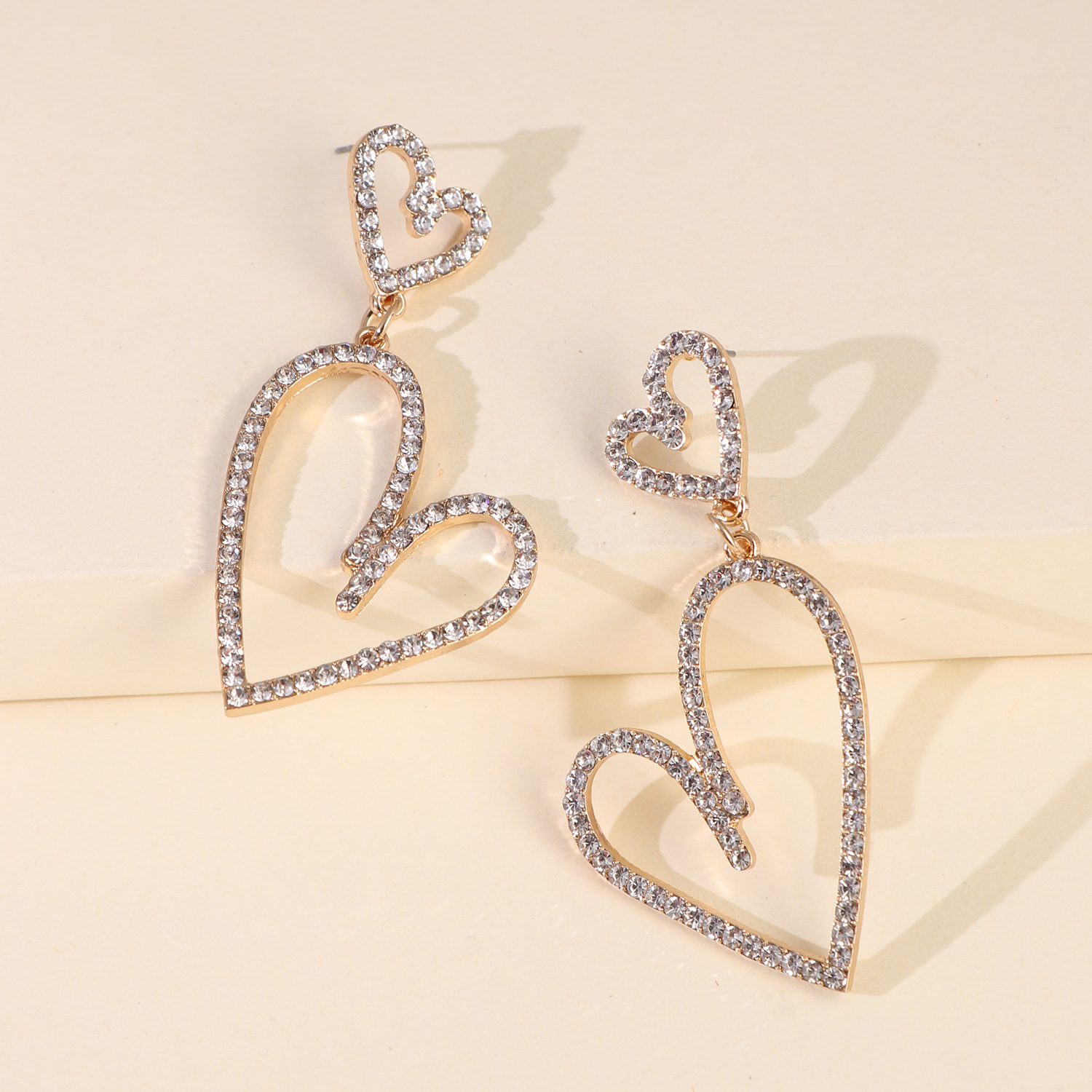 Big Earring Jewelry Alloy Heart-shaped Colorful Diamond Pierced Earrings Wholesale Nihaojewelry display picture 11