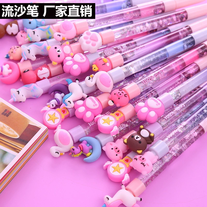 Новая гелевая ручка с зыбучим песком Милая креативная ручка мягкая сестра ins Net красная ручка мультфильм Единорог знак ручки производители