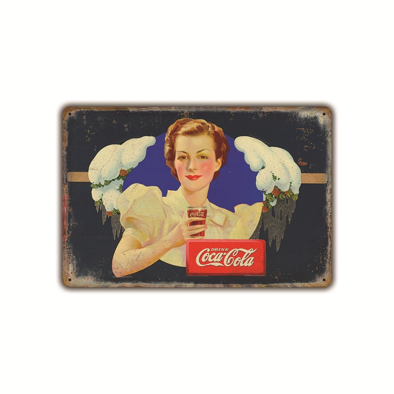 Безрамочная металлическая вывеска (Coca-Cola) ретро рекламный плакат, 20×30 см, винтажное декоративное украшение