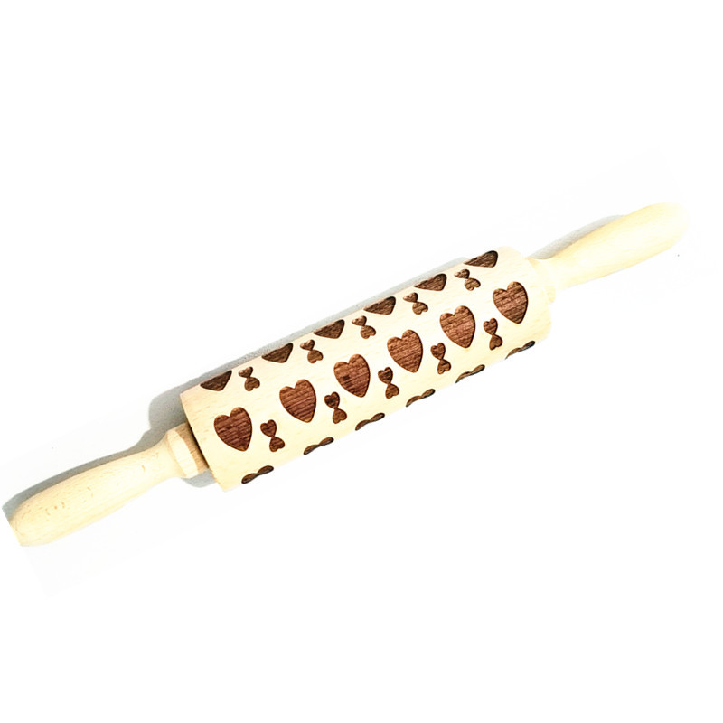Madera Rolling pin haya grabado láser impresión Rolling pin relieve Rolling pin cuero Navidad fondant galleta presionando palo