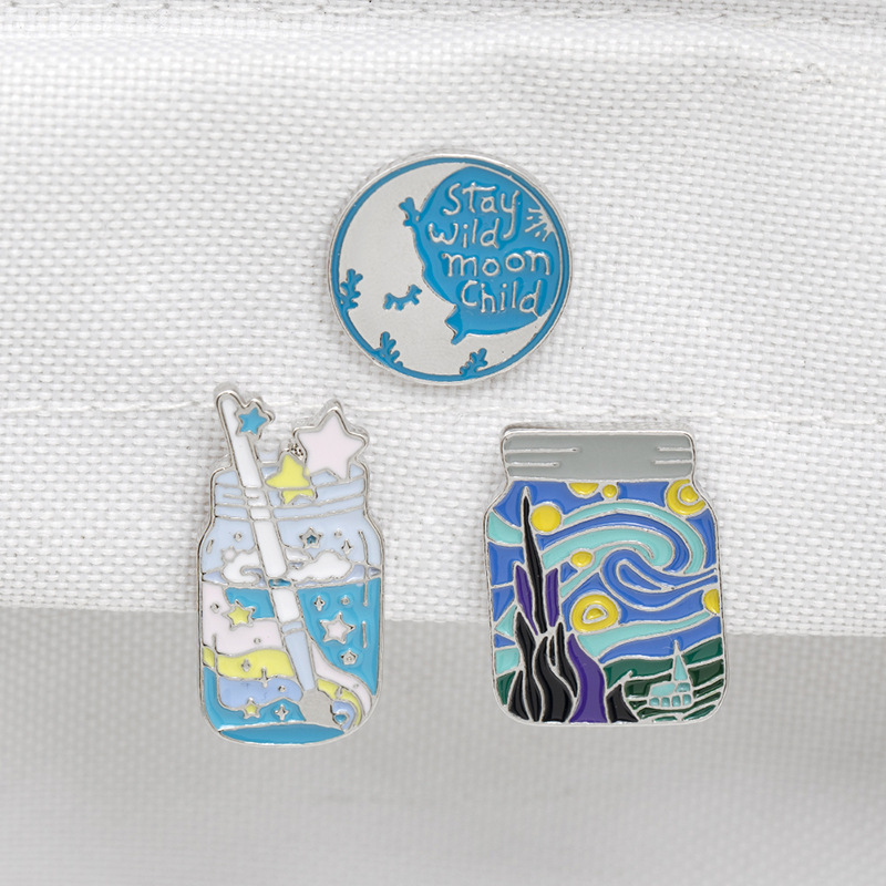 Cartoon, Star, Starry Sky, Van Gogh, Oil Painting Pattern Unisex Gender Simple Style Style Enamel, Enamel Craft Simple Style Pin Cartoon Star Starry Sky Alloy Enamel Unisex Brooches