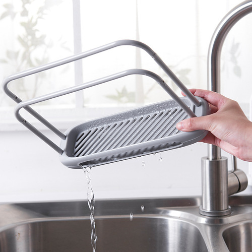 Simple draining double pole rag rack sink storage rack hollow removable storage hanging rack