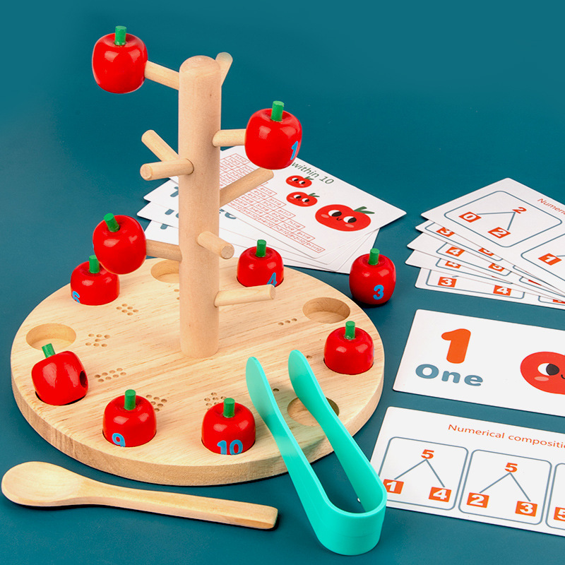interest Apple game toy mathematics Young Children Early education cognition Parenting Mosaic Teaching aids wooden  Number