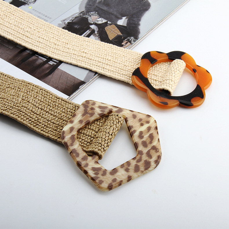 Spring&Summer Season Ethnic Style Flower Leopard Plastic Women's Woven Belts