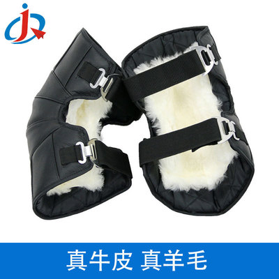 真皮羊毛摩托车护膝保暖骑车电动车护膝防寒防风冬季骑行短款男女