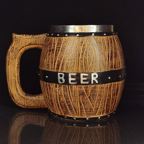 German stainless steel wooden barrel beer mug creative large capacity beer barrel personalized bar supplies