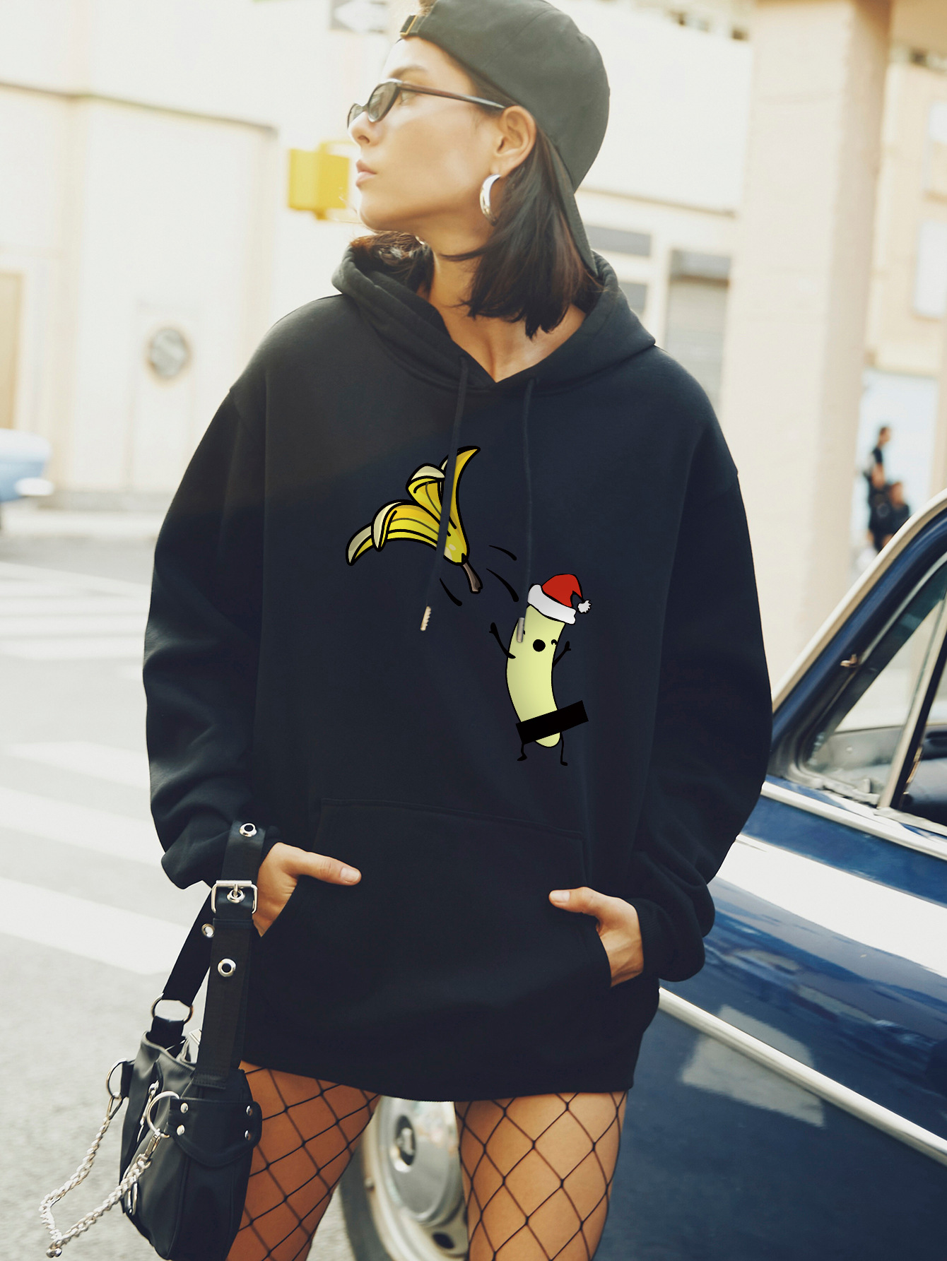 women's autumn and winter Christmas funny banana plus size hooded sweater NSSN4160