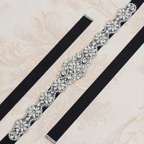 806 European & American Rhinestone Appliqué Belt, Luxurious Wedding Gown Bridal Waistband with Hand-Sewn Crystal Diamond Accents, Rhinestone-Embellished Waist Belt