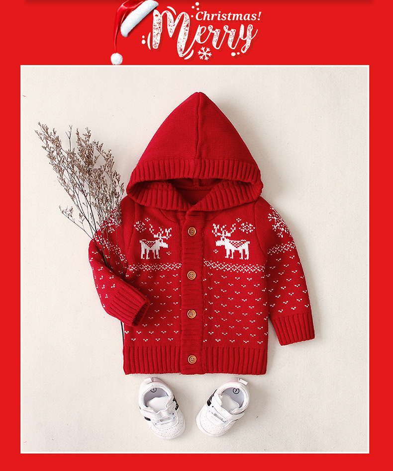 Ins Hooded Knitted Cartoon Baby Sweater Coat