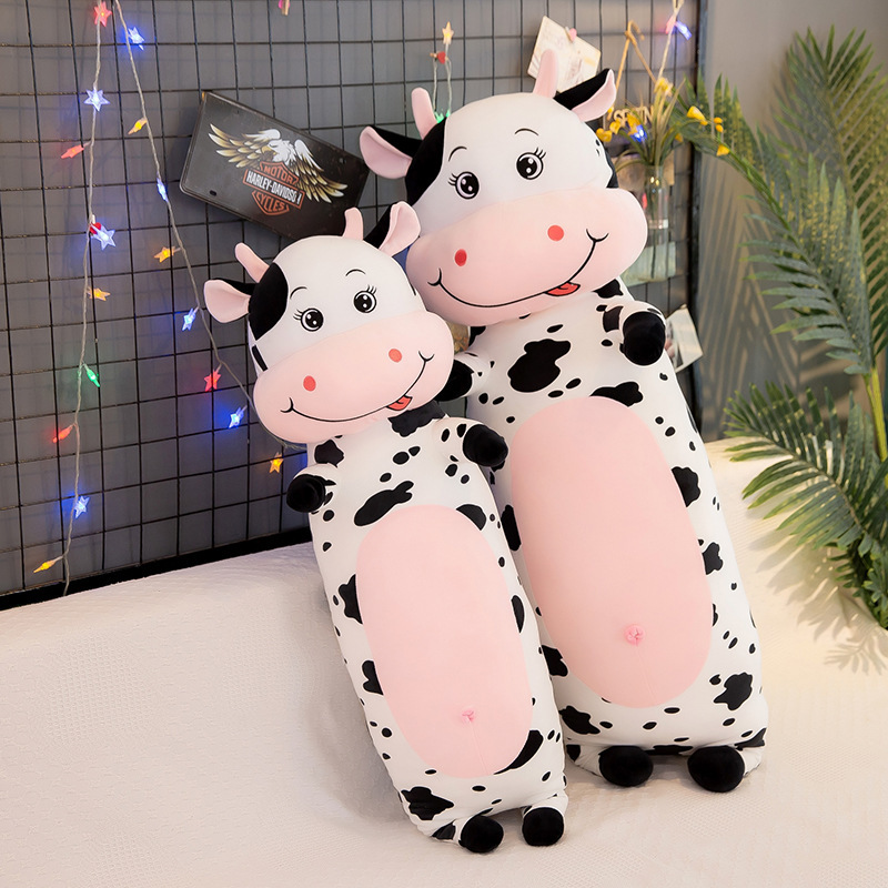 跨境长条奶牛抱枕毛绒玩具公仔沙发抱枕床上夹腿枕儿童公仔玩偶