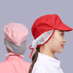 Food factory work hat wholesale food processing mesh hat for women white mesh hat tie strap workshop hat for men canteen chef hat