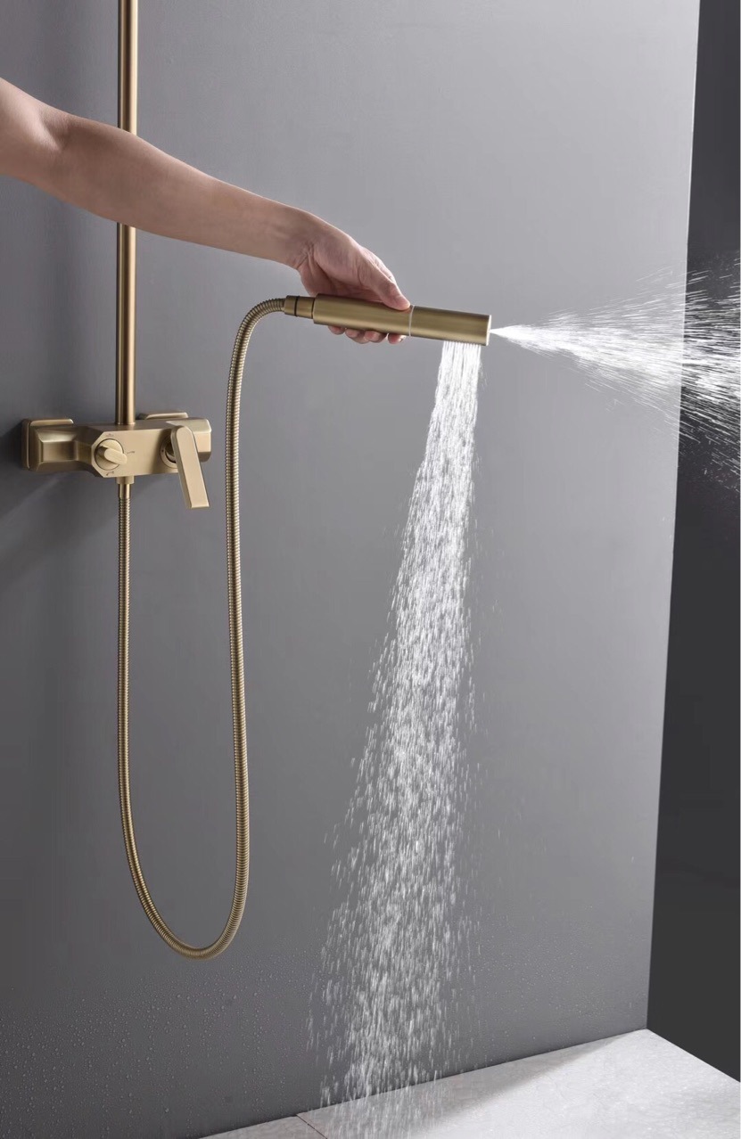 Description Picture 4 of itemBrushed Gold Shower System 10" Shower Faucets Bathroom Rain Shower Head 3-Setting Handheld Shower Faucet Set