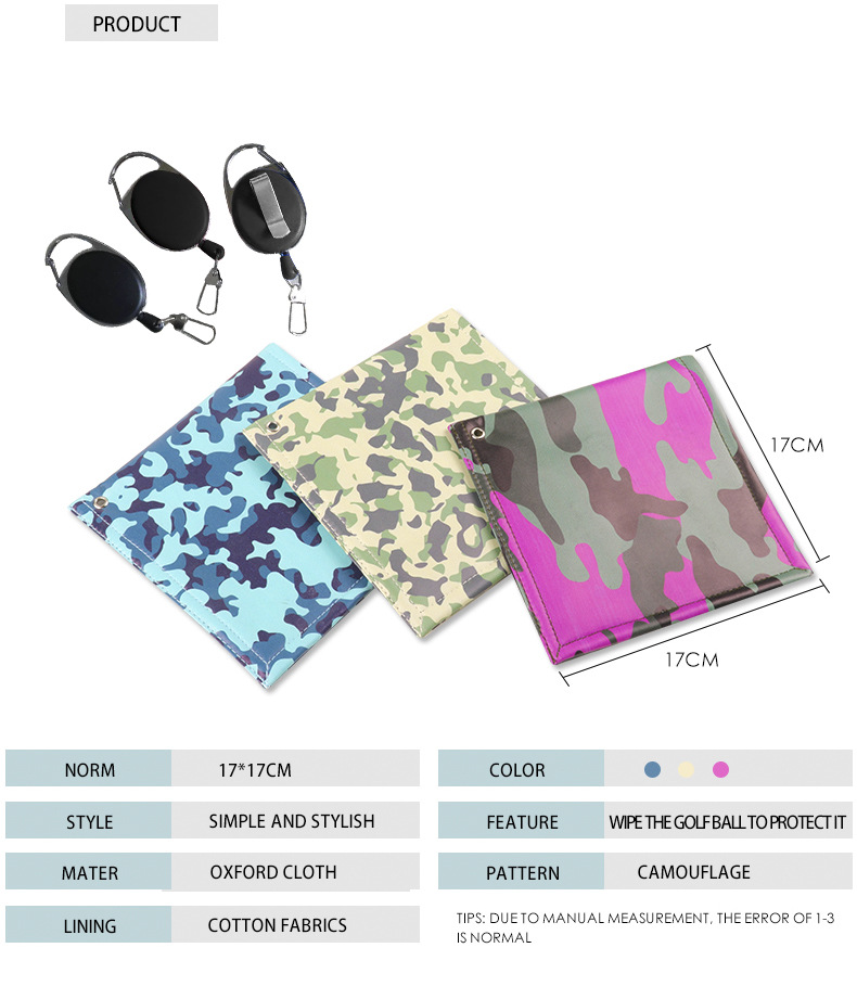 Fashion New Korean Trendy Golf Ball Hanging Ring Wipes Camouflage Double-sided Cotton Golf Ball Wipes Nihaojewelry display picture 11