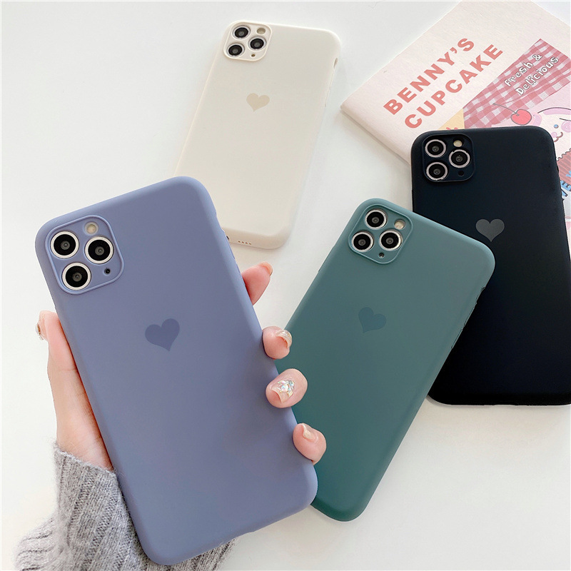 Simplicity love Silicone shell apply 11Pro/Max Apple X/XS/XR Mobile phone shell iPhone7p female 8plus
