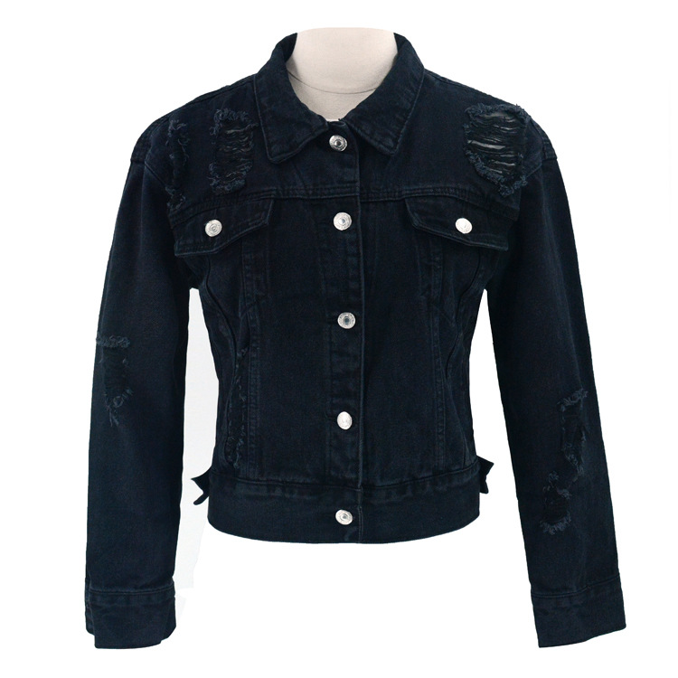 chaqueta vaquera corta slim casual negra NSSY9483