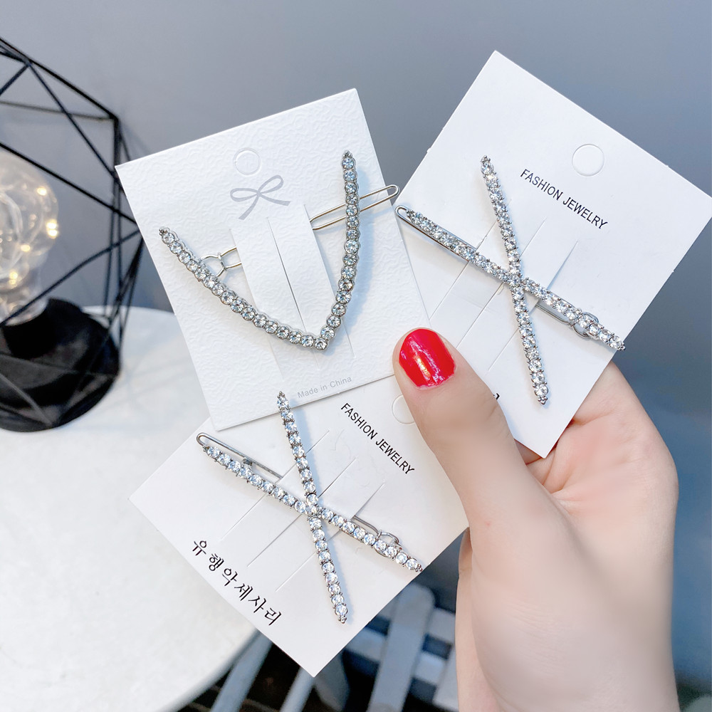 Alloy Diamond V-shaped X-shaped Hairpin display picture 7