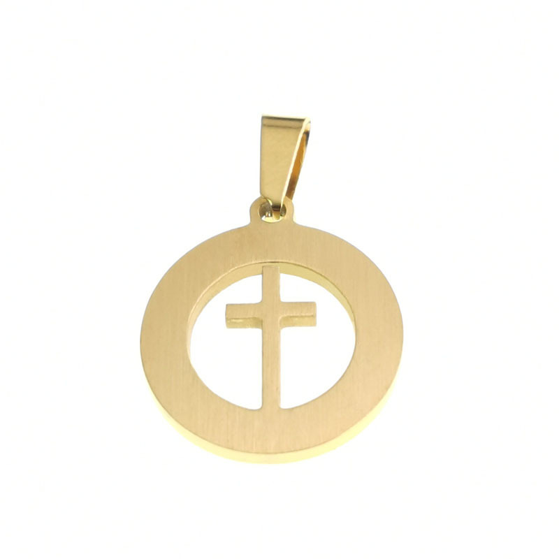 Collier pendentif croix mode acier titane zircon pour femme_voghion.com