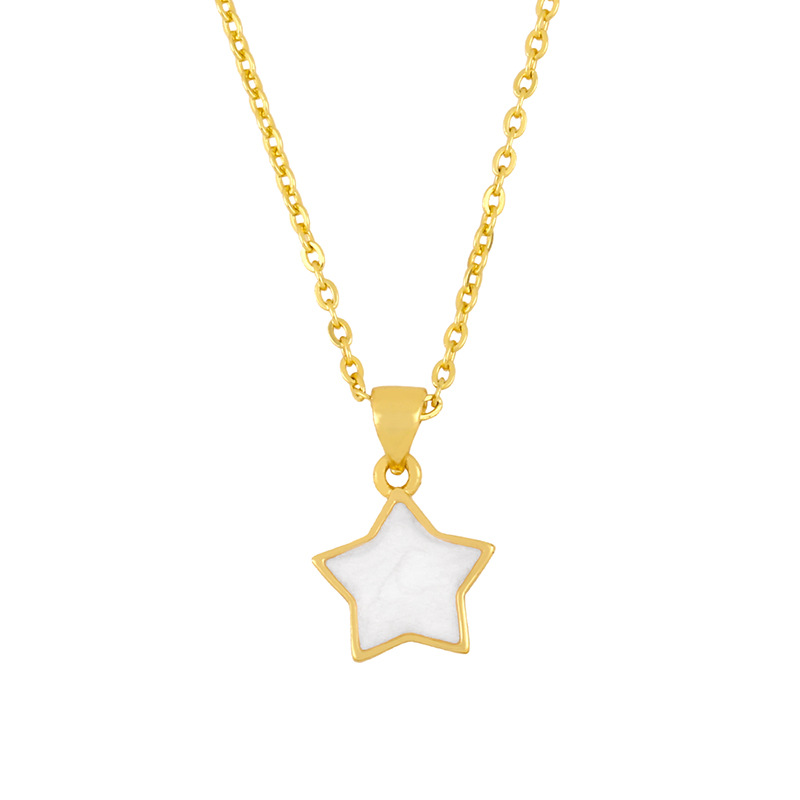Fashion shell lightning love pendant five-pointed star copper necklace clavicle chain for women