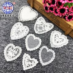 Weimeijia factory direct sales love water-soluble cotton thread peach heart lace children's clothing heart-shaped lace mesh pocket applique