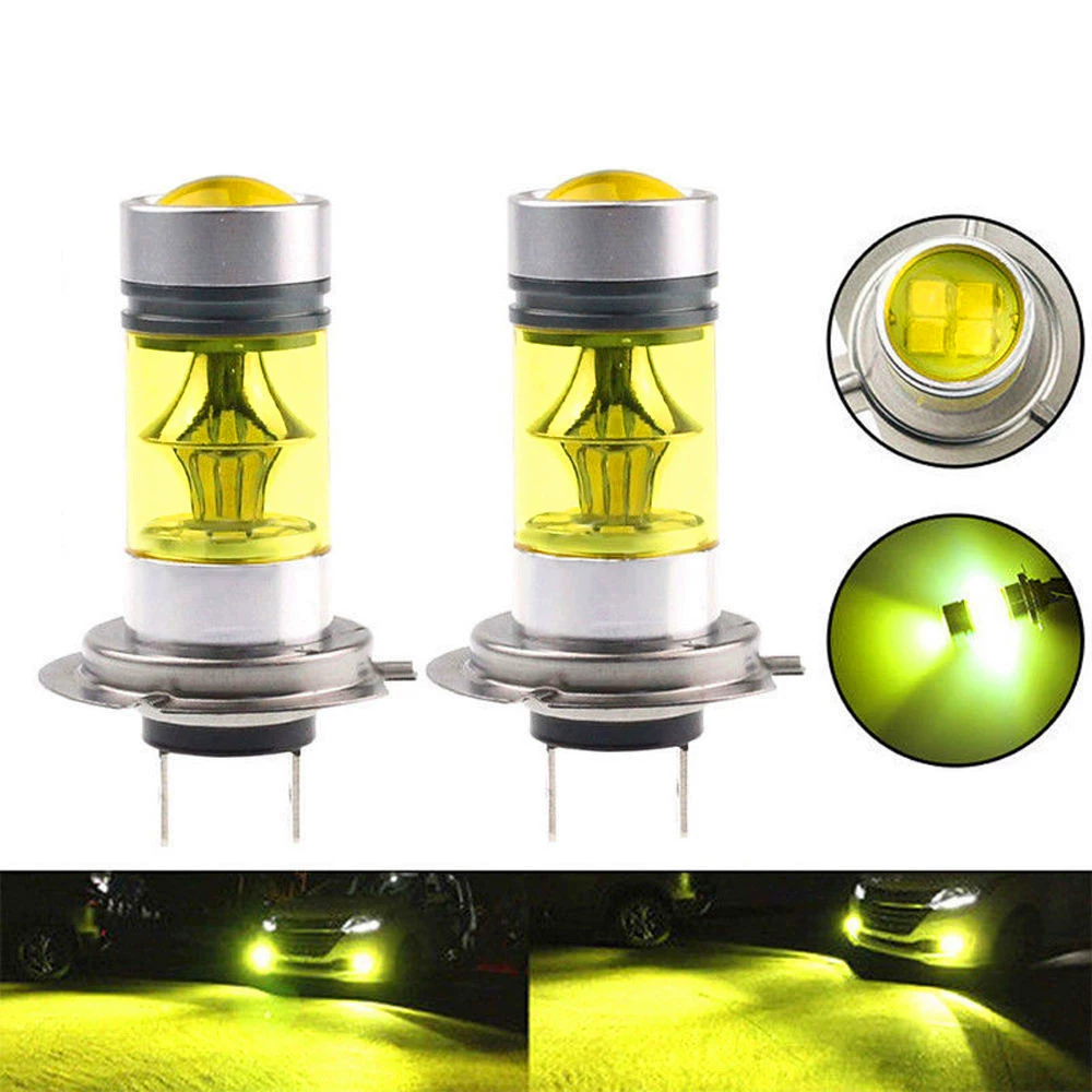 Хит продаж высокомощная LED противотуманная фара H7 100W 3030 золотистый свет, передняя автомобильная противотуманка