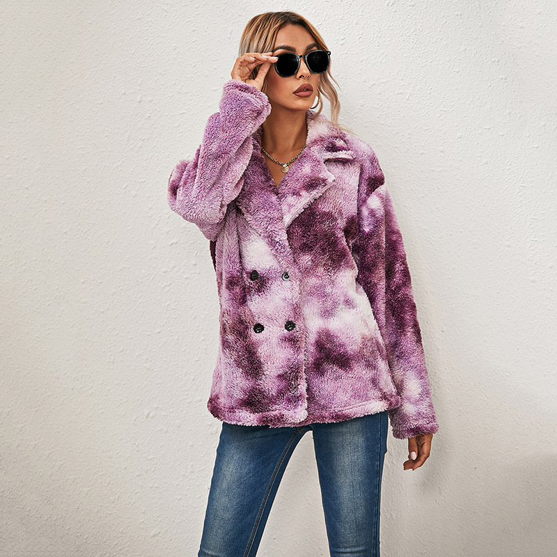 printing plush long-sleeved double-breasted jacket NSKX12288