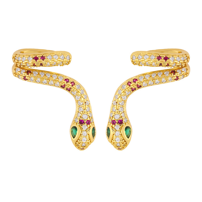 Irregular Ear Bone Clip Snake-shaped Ear Clip Geometric  Hip-hop Diamond Earrings display picture 4