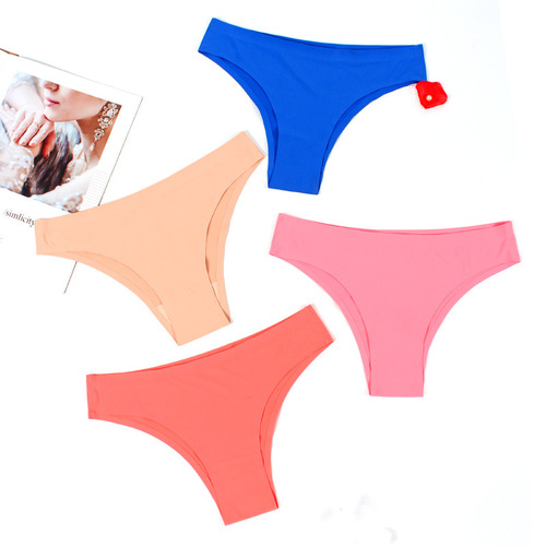 Yoga Seamless Sports and Fitness Panties Low Waist Women's Sexy One Piece Seamless Ice Silk Briefs Pure Cotton Crotch