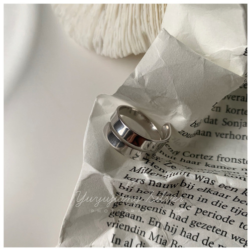 Elegant Metal-Sensory Ring with Spiral Design, Simple and Cold Style, Wide Band Ring for Women - Made of S925 Silver, from Dongdaemun, South Korea