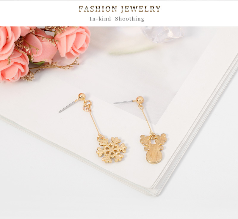 Fashion Alloy Drip Oil Snowflake Deer Earrings display picture 3