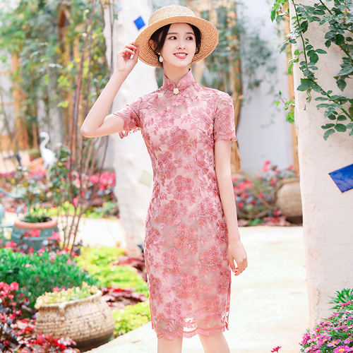 Chinese Dresses Qipao for women robe chinoise cheongsam Qipao cheongsam long stand collar buckle retro Lei cheongsam