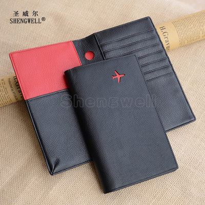 Passport Holder multi-function Document bag genuine leather originality Hit color Small aircraft Passport Ferrule Ticket holder travel Storage bag