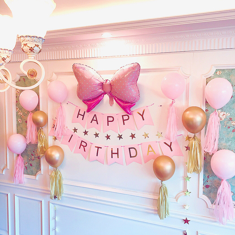 宝宝周岁生日装饰场景布置儿童周岁男女孩公主套餐背景墙布置用品