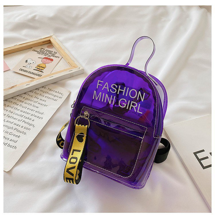 Letter Pattern Cute Pvc Zipper White Yellow Purple Backpack display picture 6