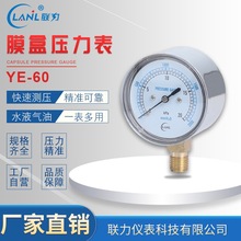 批发定制YE60膜盒压力表 天燃气压力真空表可定制负压表 规格齐全