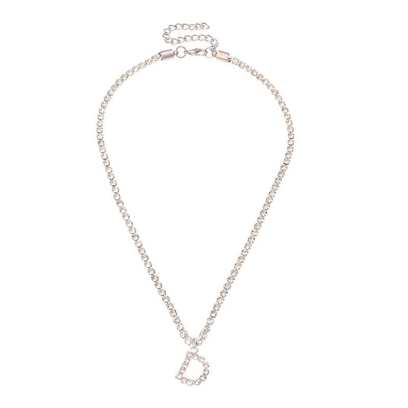 fashion new popular wild 26 English alphabet necklace full diamond choker necklace nihaojewelry whol