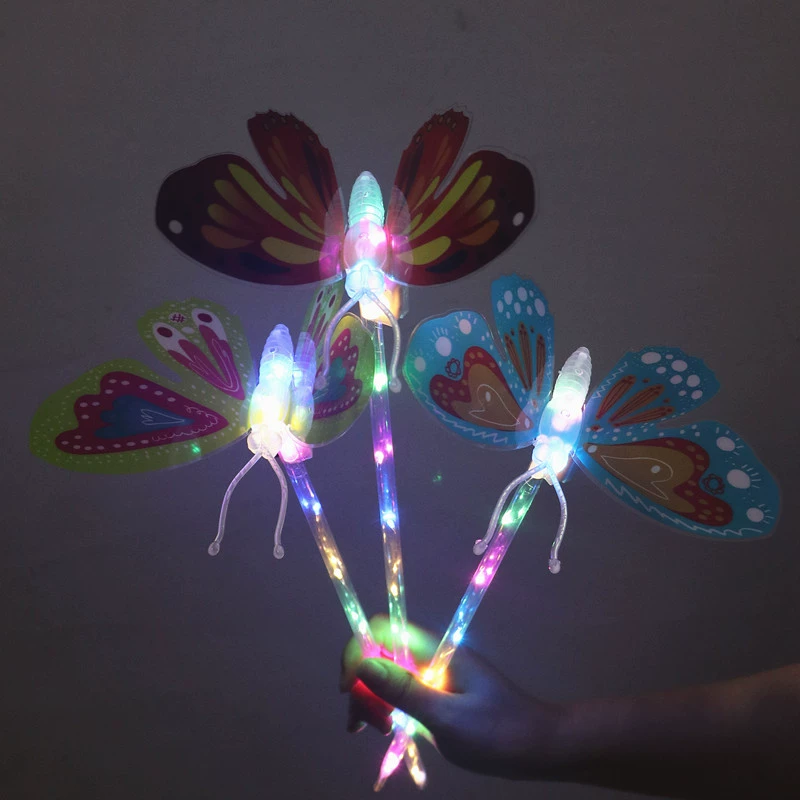 Светящаяся палочка с бабочкой LED, мерцающая игрушка со светящимся корпусом, ярко цветная ручка, лёгкий вес 0,1 кг