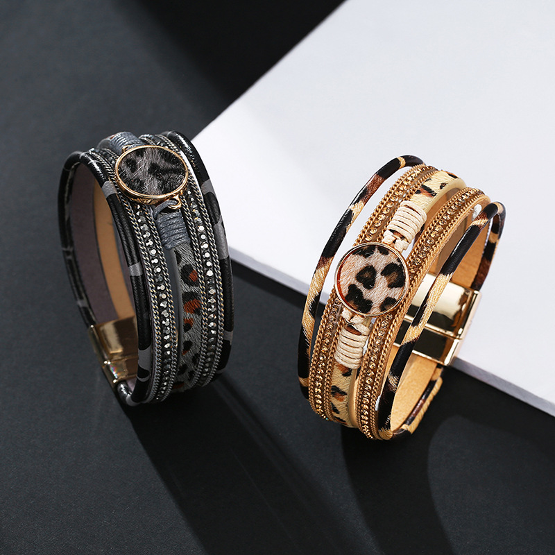 New Bohemian Hand-woven Leopard Magnetic Bracelet display picture 7