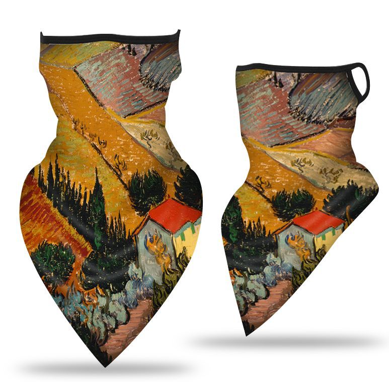 Oído-colgando triángulo bufanda hielo malla de seda máscara transpirable cuello cubierta al aire libre equitación pesca a prueba de viento protector solar cara toalla bufanda