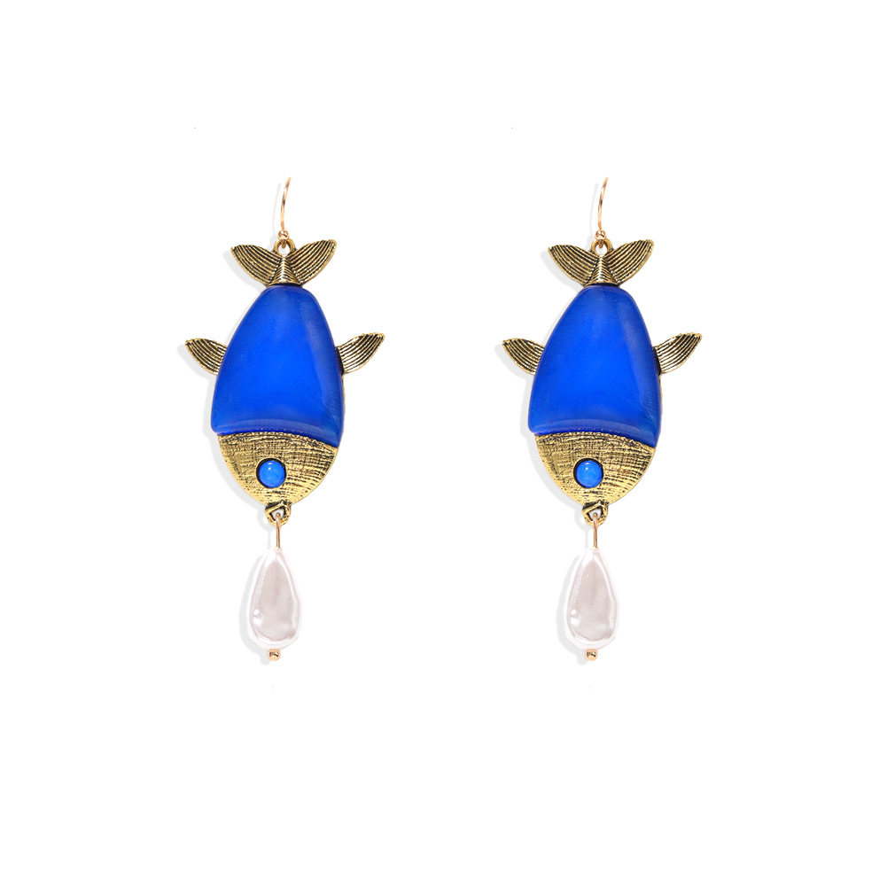 Fish-shaped Drop Pearl Earrings Beach Style Wild Multicolor Resin Earrings Wholesale Nihaojewelry display picture 9